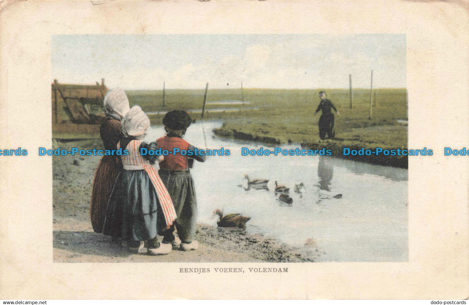R673626 Volendam. Eendjes Voeren. Firma F. B. Den Boer. J. Salmon. 1912
