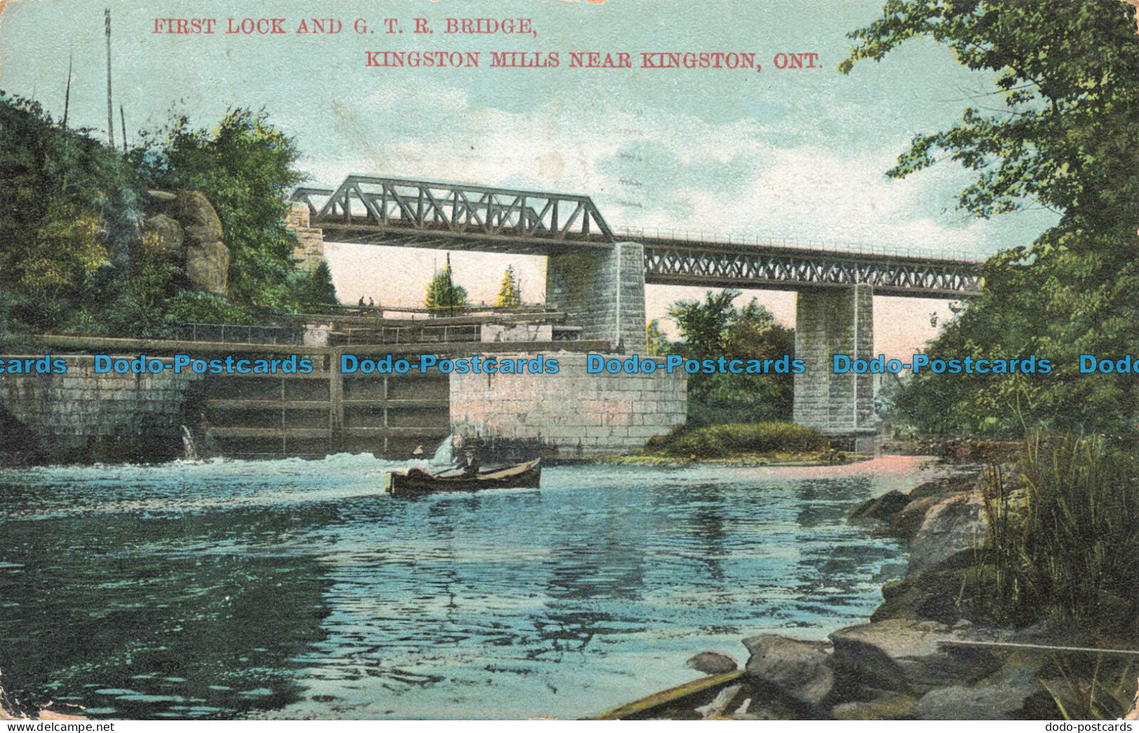 R677617 Ont. Kingston Mills near Kingston. First Lock and G. T. R. Bridge. 1908