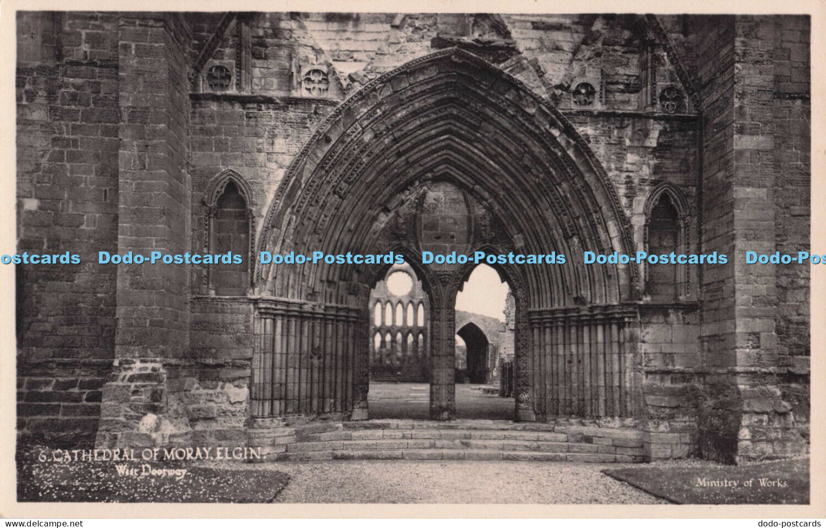 R696138 Elgin. Cathedral of Moray. West Doorway. Ministry of Works. RP