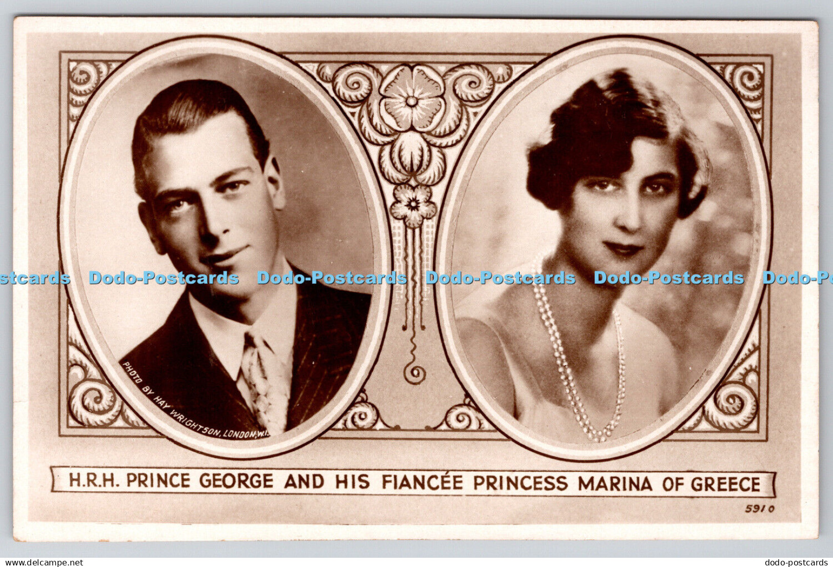 R763828 H R H Prince George and His Fiancee Princess Marina of Greece Valentine