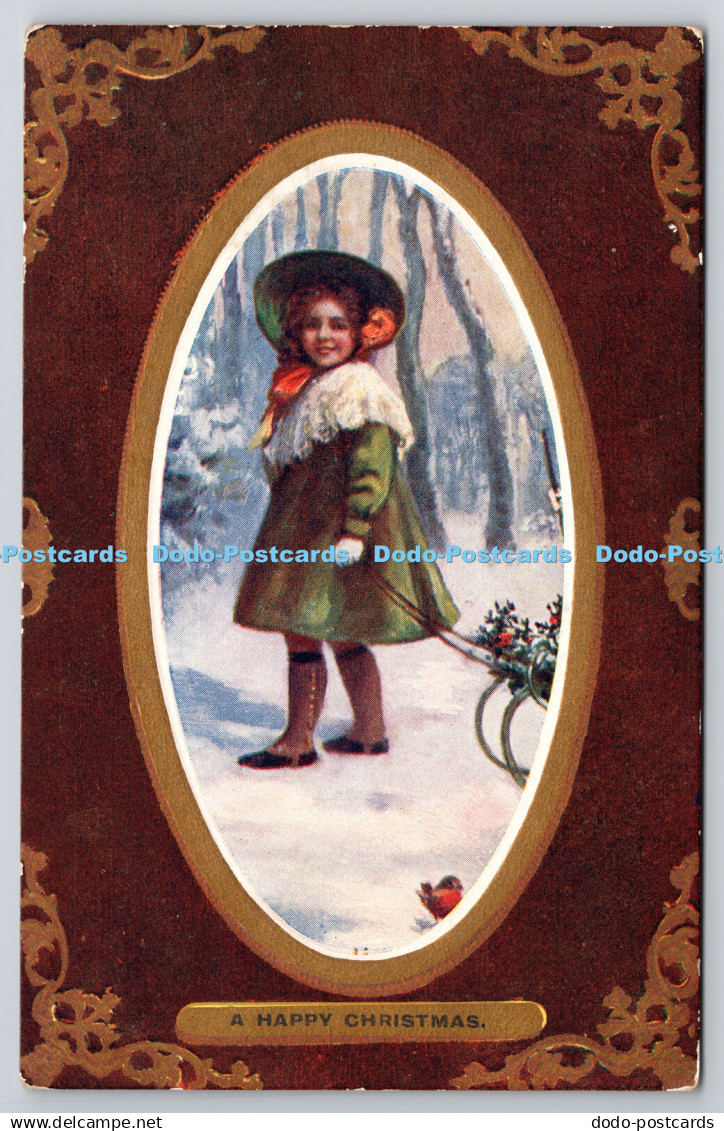 R772342 A Happy Christmas Girl Tuck Framed Gem Oilette C1737 PM Fredericton 1911