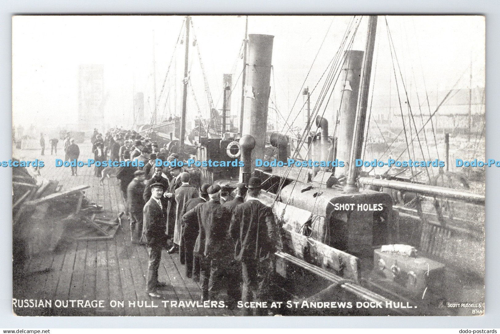 R778560 Russian Outrage on Hull Trawlers Scene at St Andrews Dock Hull Scott Rus