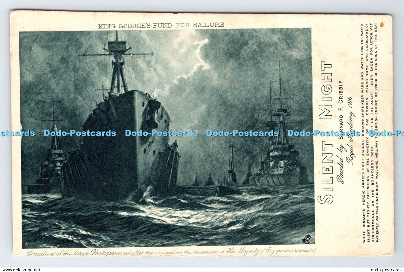 R780362 King George Fund For Sailors Silent Might Tuck Photogravure No 105 Berna