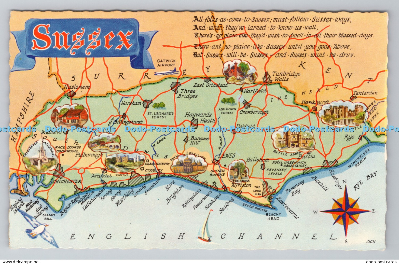 R784315 Map of Sussex D Constance Littlehampton Sussex John T Pullen