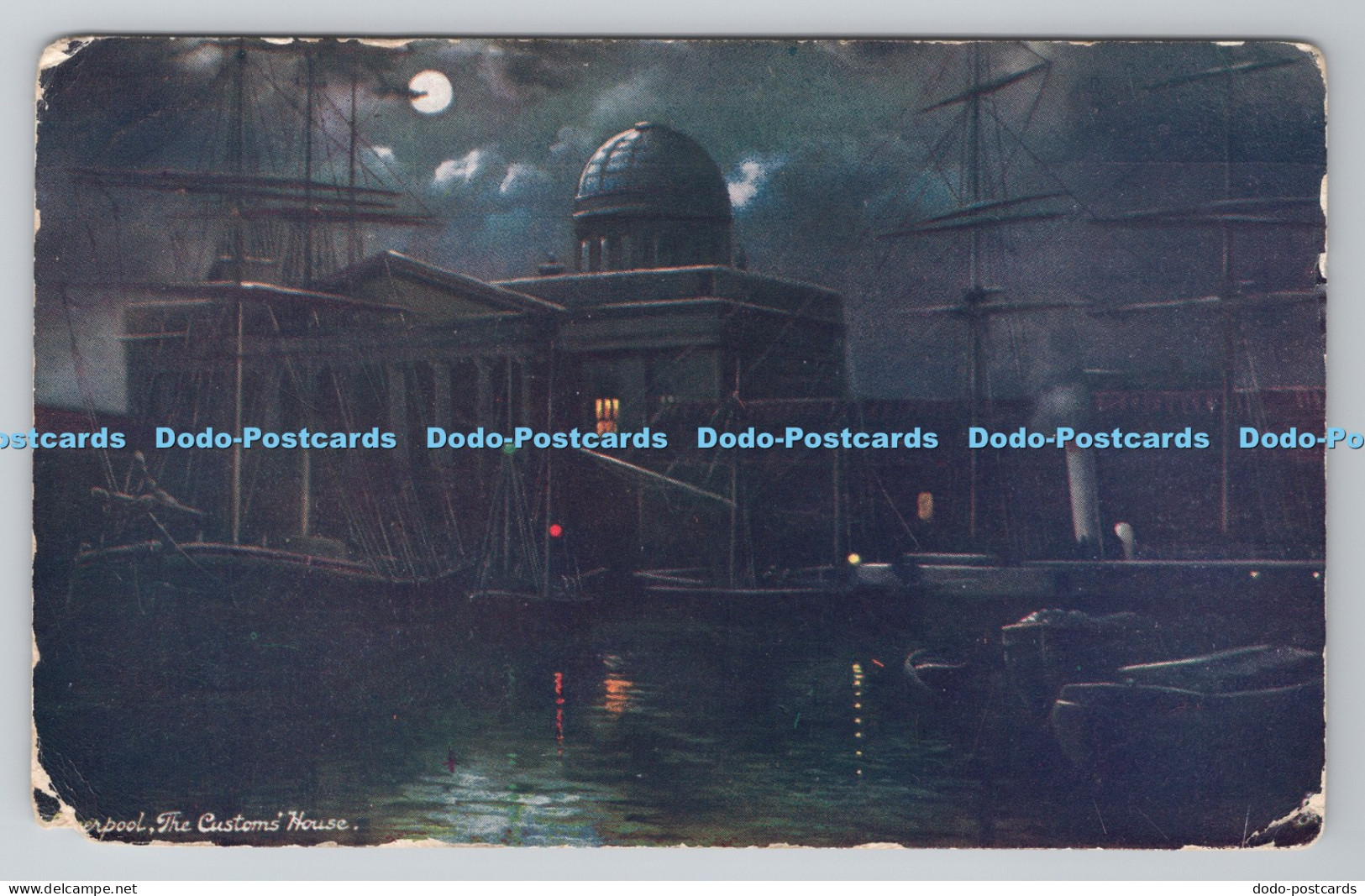 R803848 Liverpool The Custom House Liverpool by Moonlight Tuck Oilette 6443