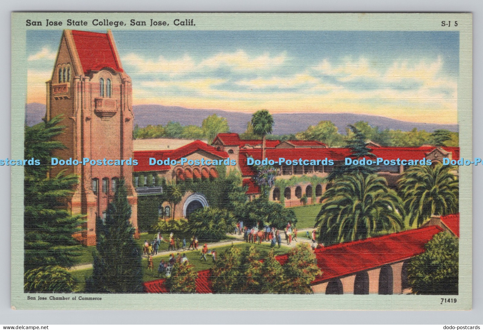 R808065 Calif. San Jose. San Jose State College. Scenic View Card. Tichnor Bros