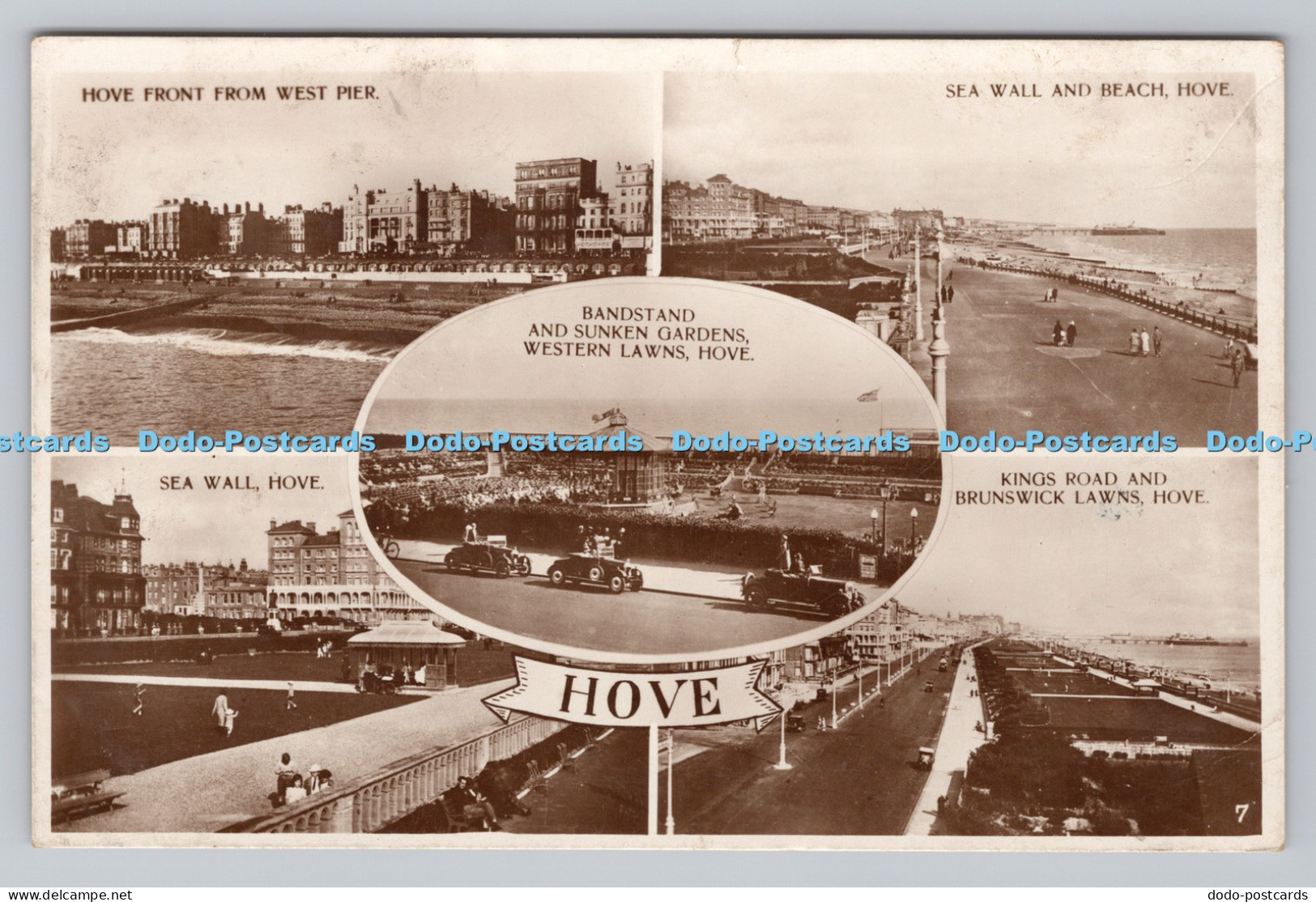 R809857 Hove. Bandstand and Sunken Gardens. Western Lawns. Hove. RP. 1930