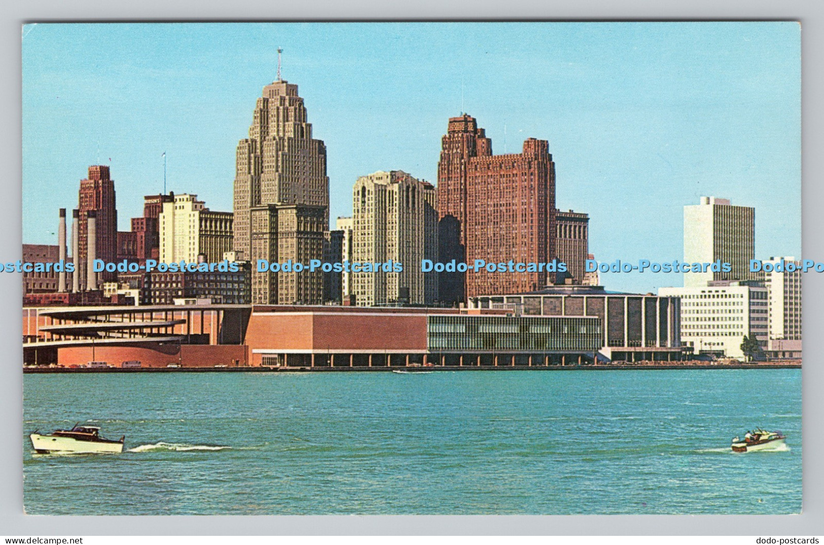 R810644 Detroit. Michigan. Detroit River Skyline. Plastichrome by Colourpicture.