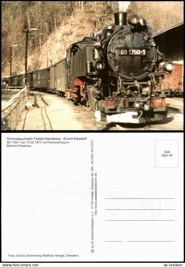 Rabenau Weißeritztalbahn: Dampflok 99 1750-1 im Bahnhof Rabenau 1973