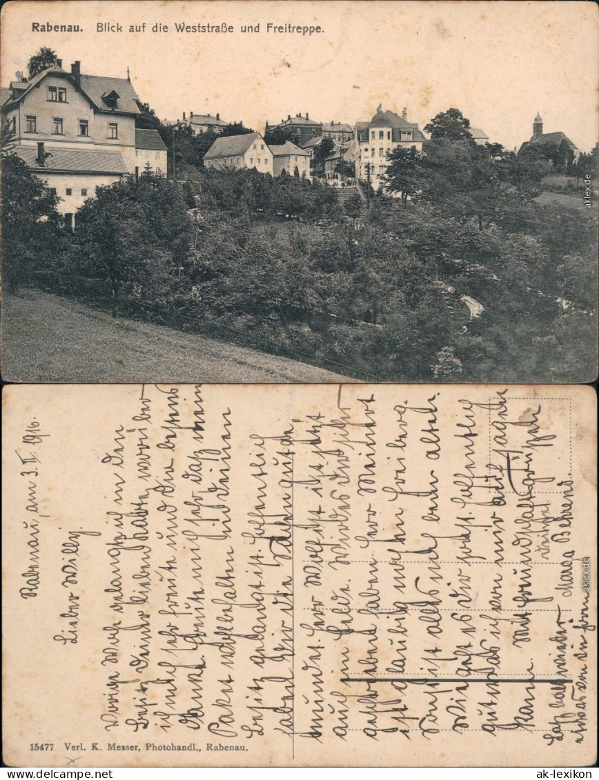 Rabenau Weststraße und Freitreppe b Freital DresdenAnsichtskarte  1916