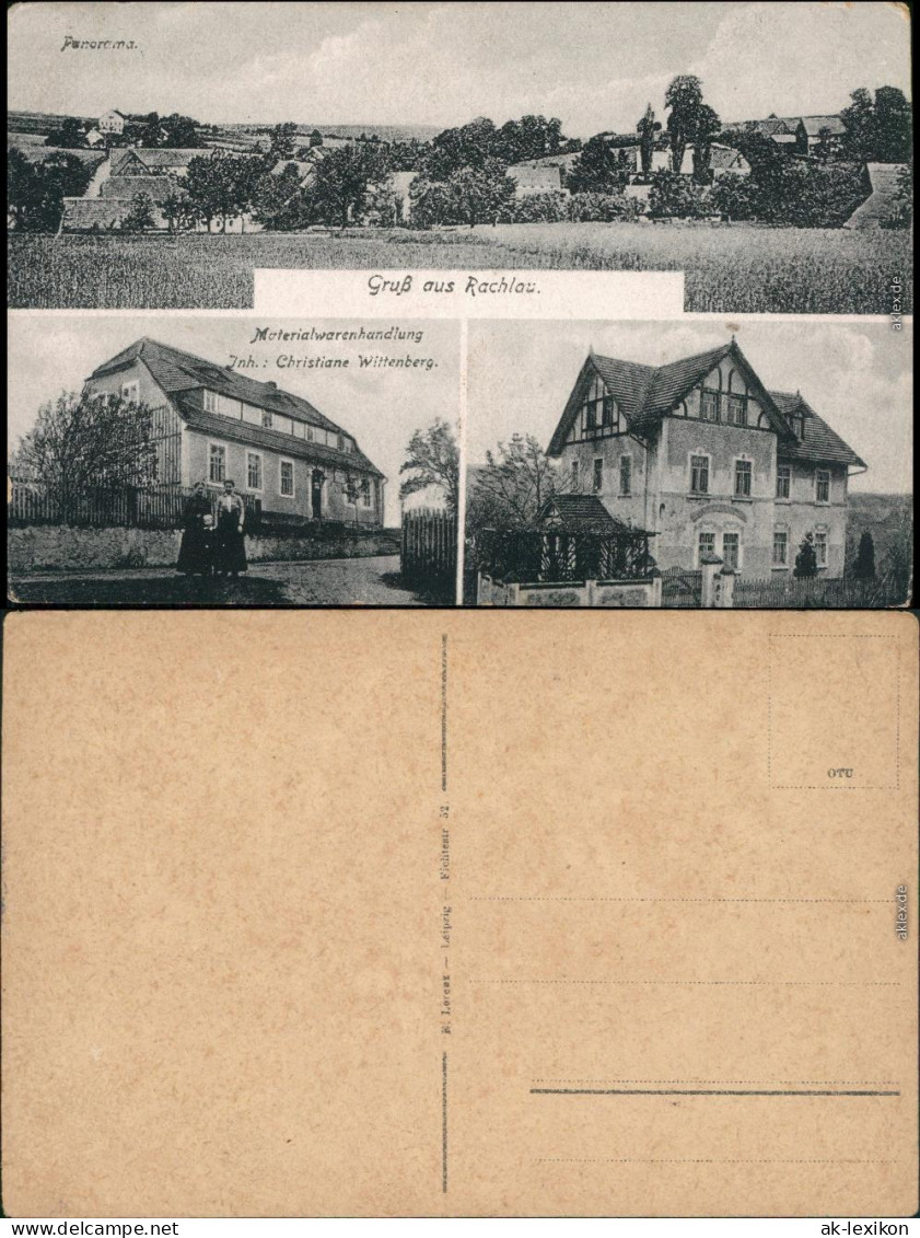 Rachlau-Kubschütz Rachlow Kubšicy 3 Bild  Materialwarenhandlung, Villa 1925
