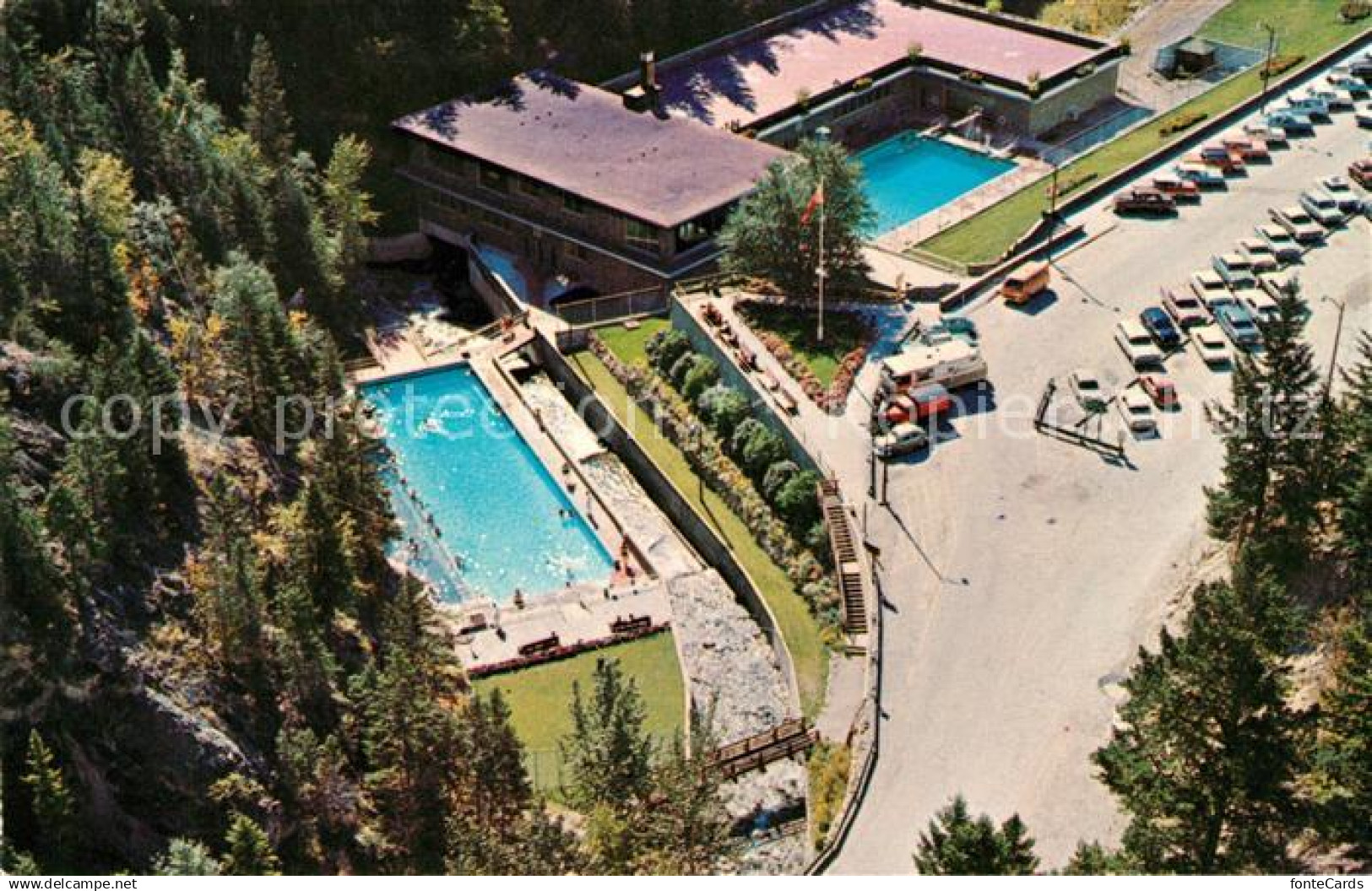 Radium Hot Springs BC Fliegeraufnahme Schwimmbad