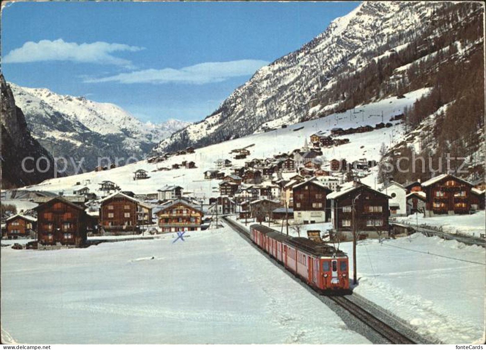 Randa Wintersportplatz im Mattertal Alpen Eisenbahn