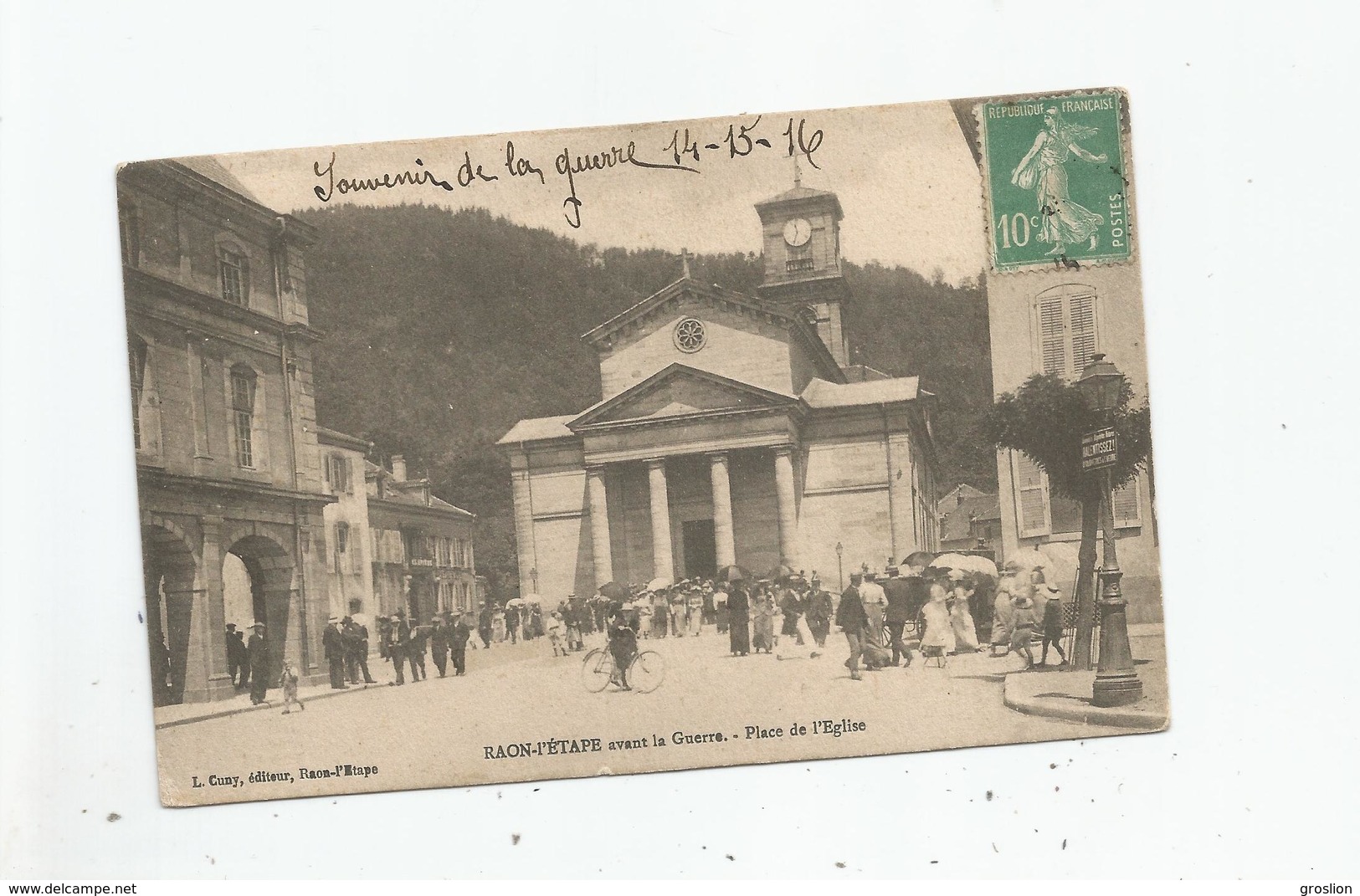 RAON L'ETAPE AVANT LA GUERRE PLACE DE L'EGLISE 1916 (ANIMATION)