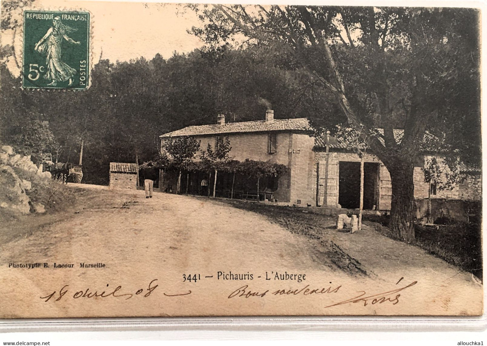 Rare 1908-Auberge de Pichauris ALLAUCH [13]B.-du-Rhône-Photo Carte Postale précurseur Top Cpa-Allauch Banlieue Marseille