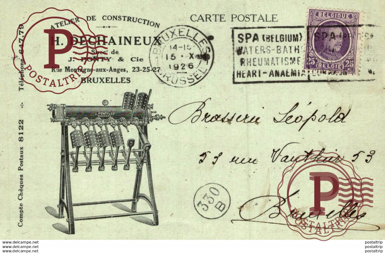 RARE    CARTE POSTALE ATELIERS DE CONSTRUCTION H. DECHAINEUX BRUXELLES    Carte publicitaire