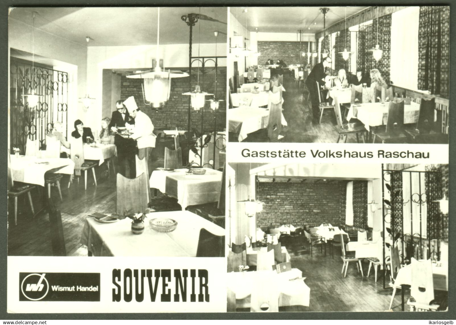 RASCHAU bei Schwarzenberg Erzgebirge 1983 " Wismut Gaststätte Volkshaus Raschau " 4-get. alte Ansichtskarte