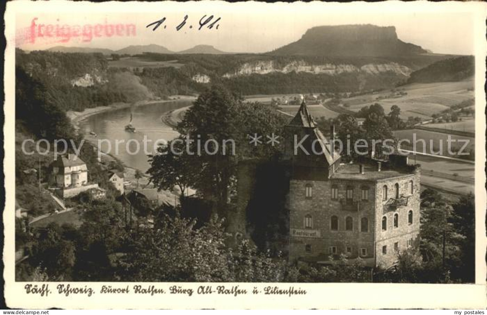 Rathen Saechsische Schweiz Burg Alt Rathen und Lilienstein