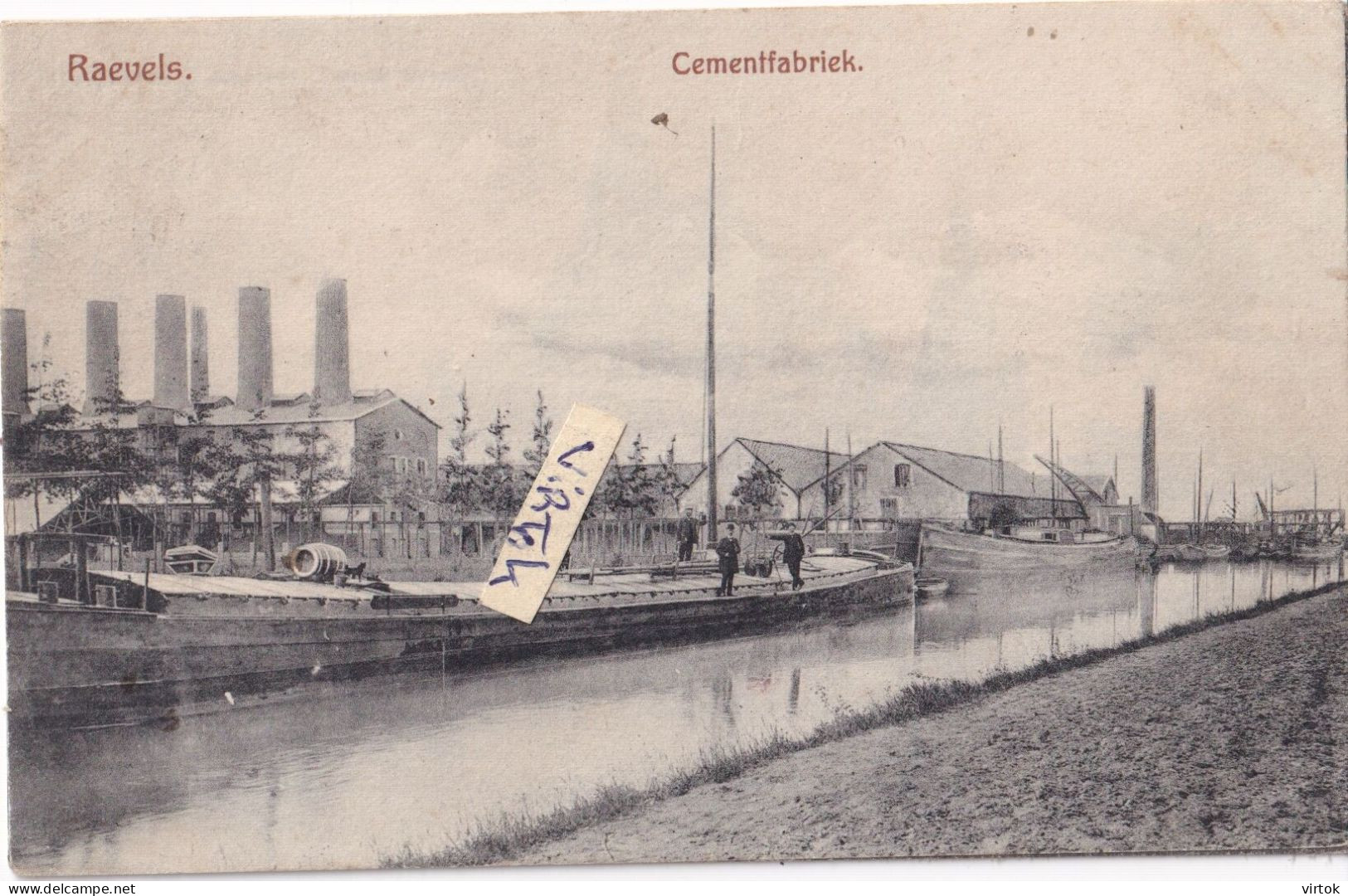 RAVELS - RAEVELS   :  Cementfabriek (  190x  met zegel )   boot - schip