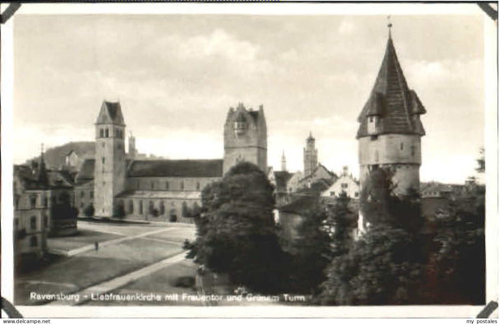 Ravensburg Wuerttemberg Ravensburg Kirche Tor Turm ungelaufen ca. 1955