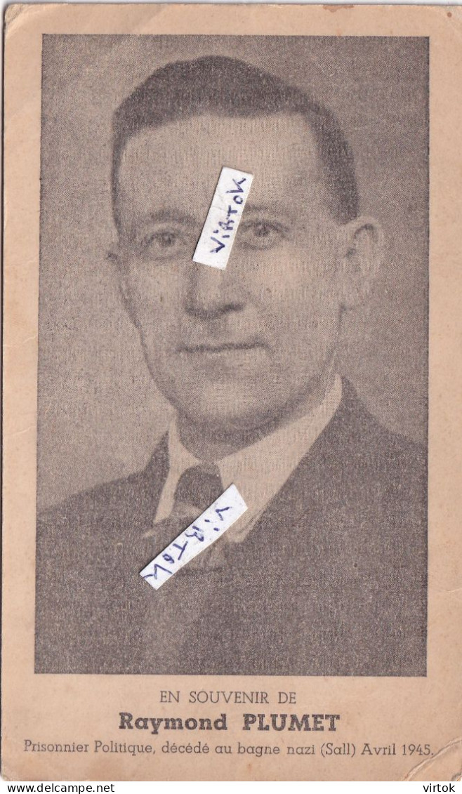 Raymond Plumet : Chapelle-lez-Herlaimont  -concentratiekamp Flossenbürg (D).1943  guerre-oorlog 40-45 WW2 16 x 9.5 cm