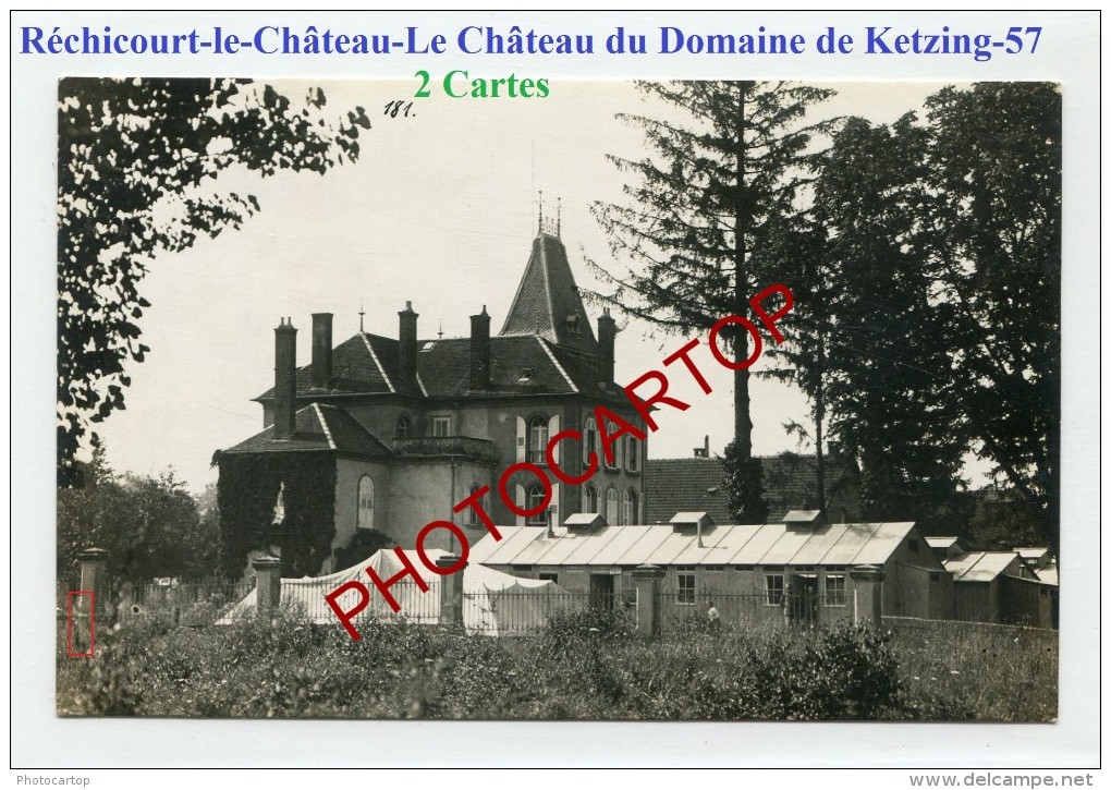 RECHICOURT le CHATEAU-Lazarett 4-Chateau Domaine KETZING-2xCartes Photos allemandes-Guerre 14-18-1WK-France-57-