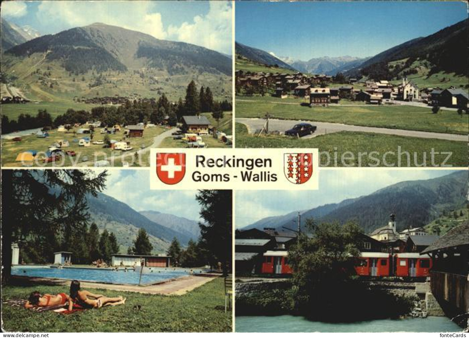 Reckingen Goms Camping Freibad Eisenbahn