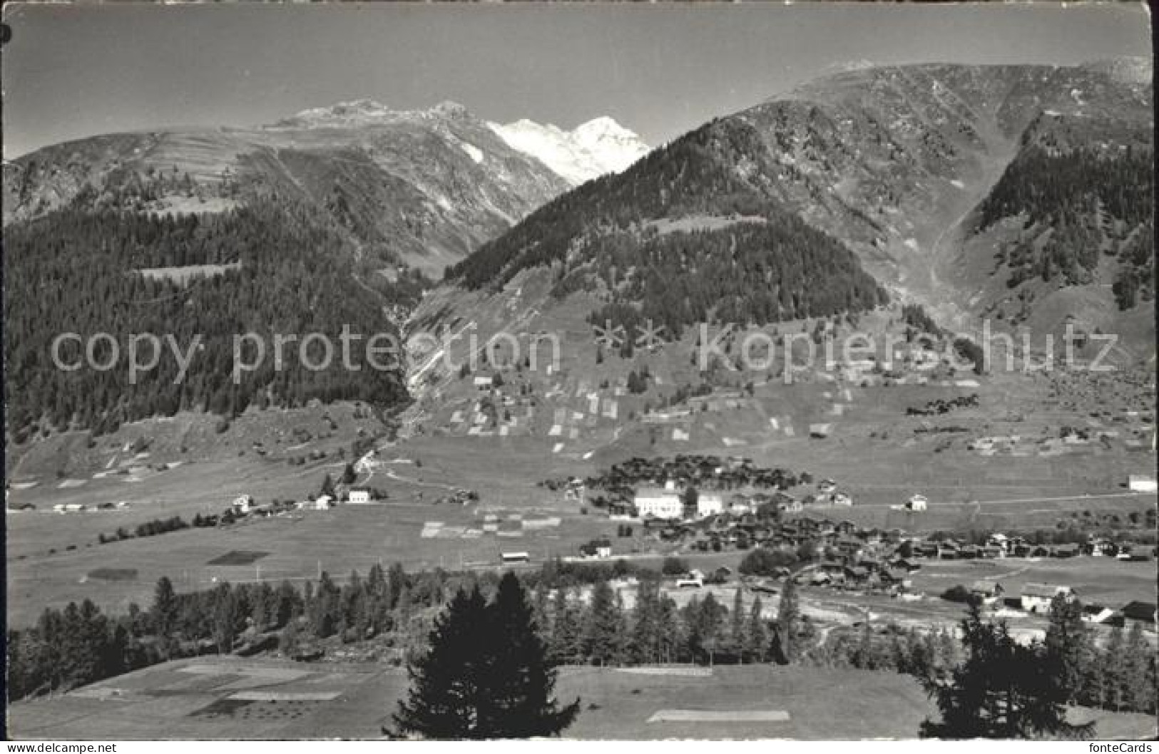 Reckingen Goms Panorama mit Galmihorn Berner Alpen