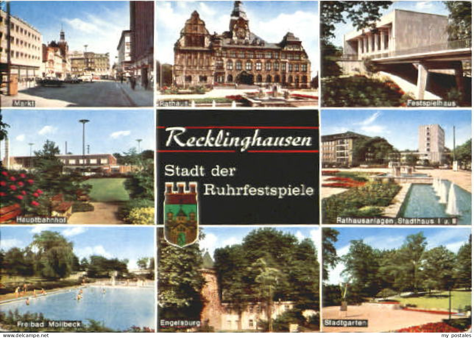 Recklinghausen Westfalen Recklinghausen Markt Bahnhof Bad Burg Rathaus  x 1970