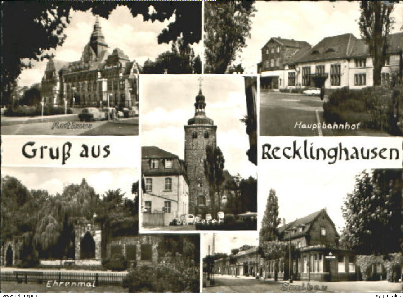 Recklinghausen Westfalen Recklinghausen Rathaus Ehrenmal Bahnhof x 1958