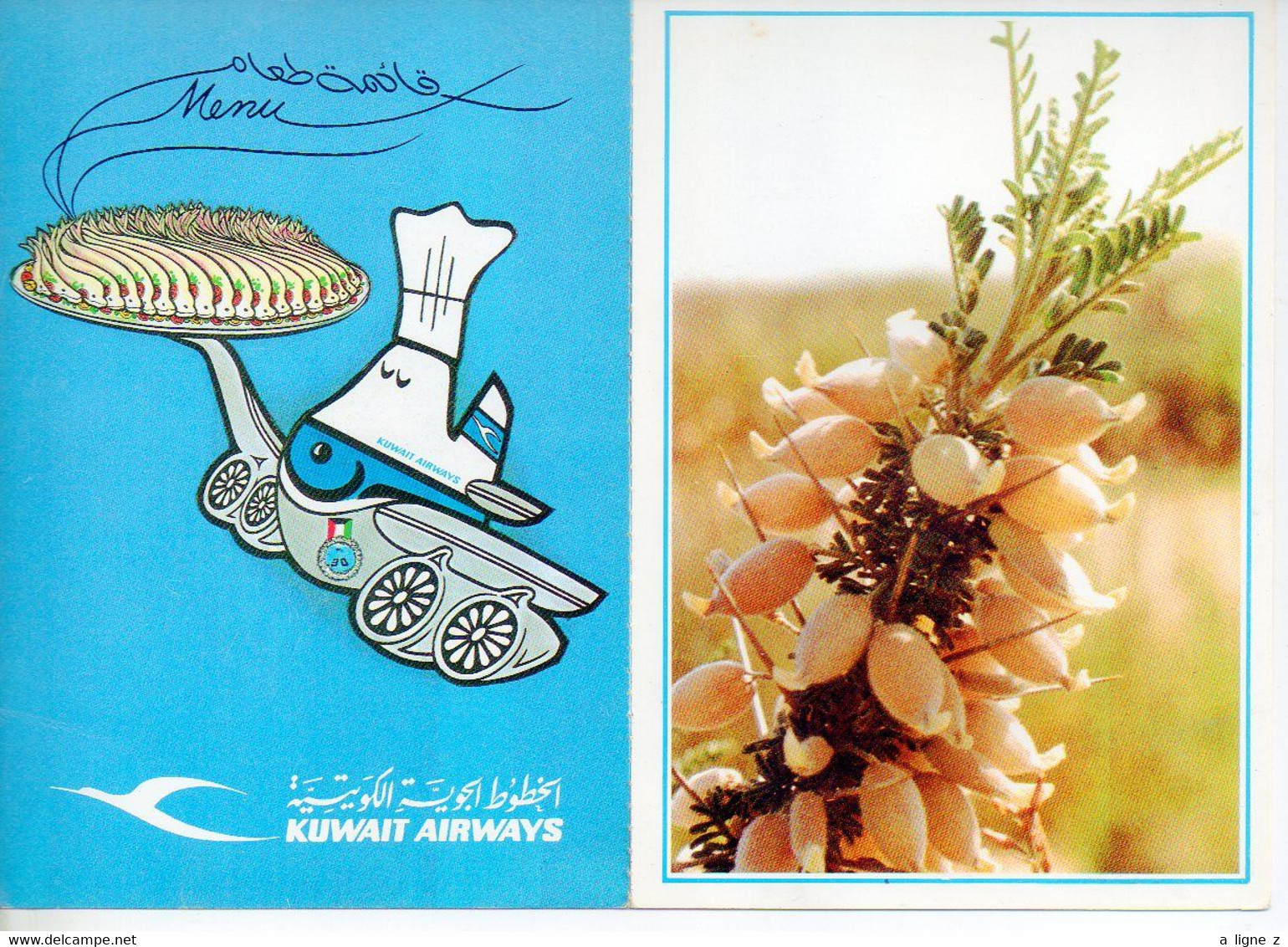 REF 536 CPSM Koweit Kuwait airways Aviation menu carte double