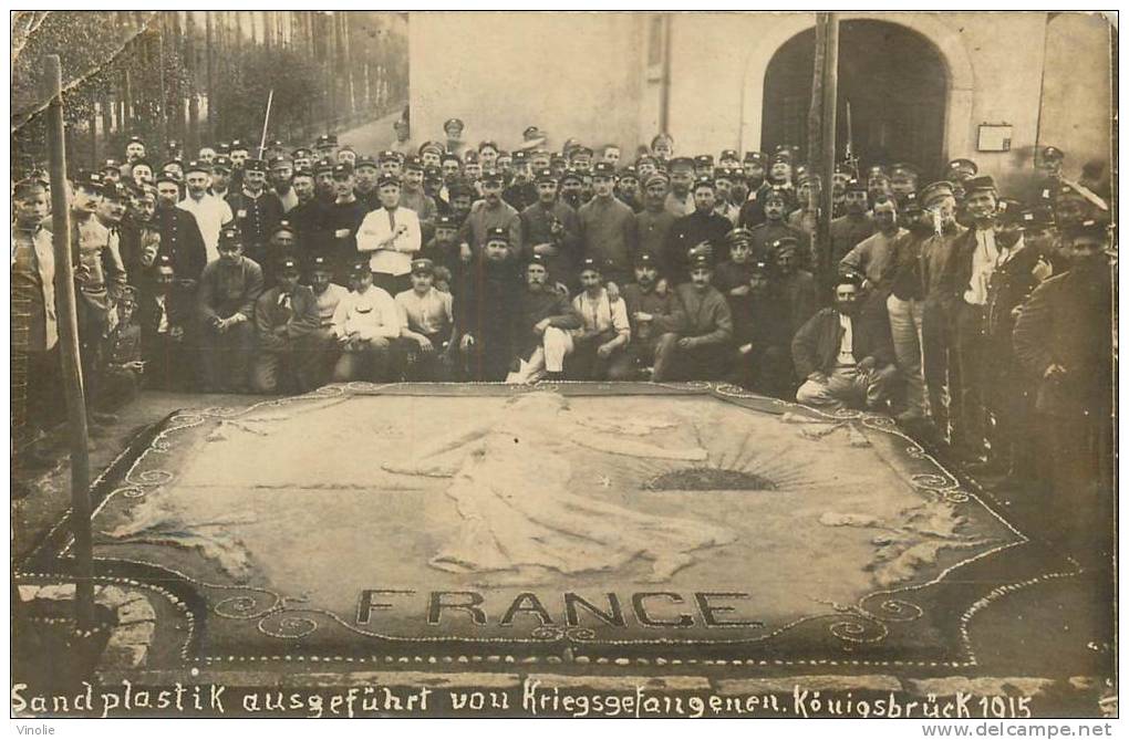 réf : B -13-1183  :  Sandplastik ausgefürt von Kriegsgefangenen Konigsbrück 1915 (carte photo)