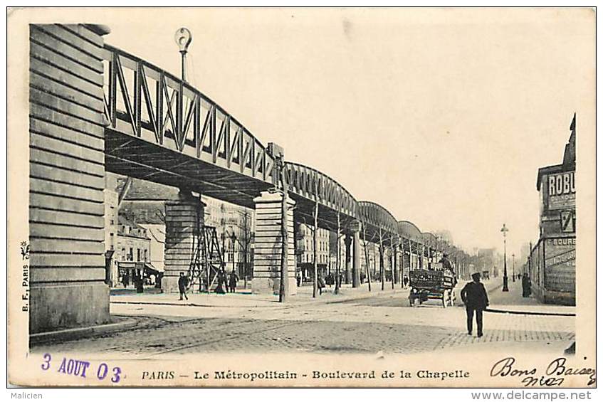 - ref D433 - paris -  le  metropolitain - boulevard de la chapelle  -  metro - carte bon etat -