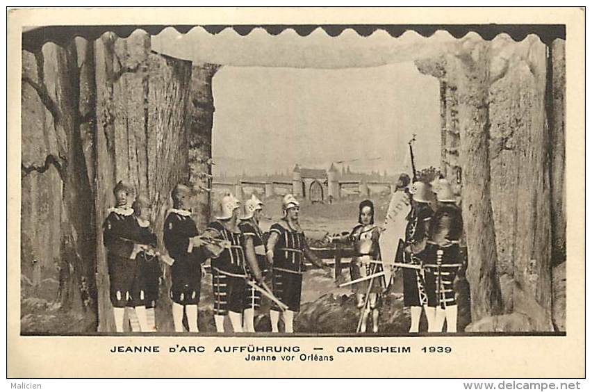 - ref - G865 - bas rhin - gambsheim 1939 - jeanne d arc auffuhrung  - jeanne vor orleans  - carte bon etat -