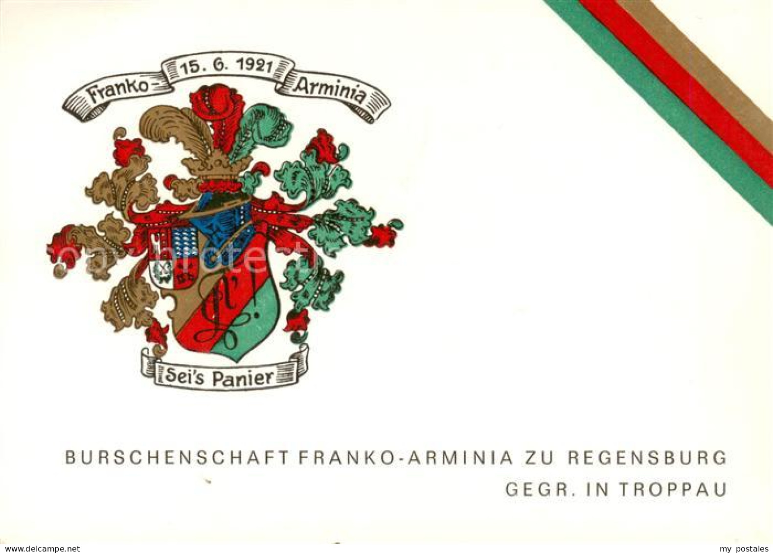 REGENSBURG Bayern Wappen der Burschenschaft Franko Arminia zu Regensburg