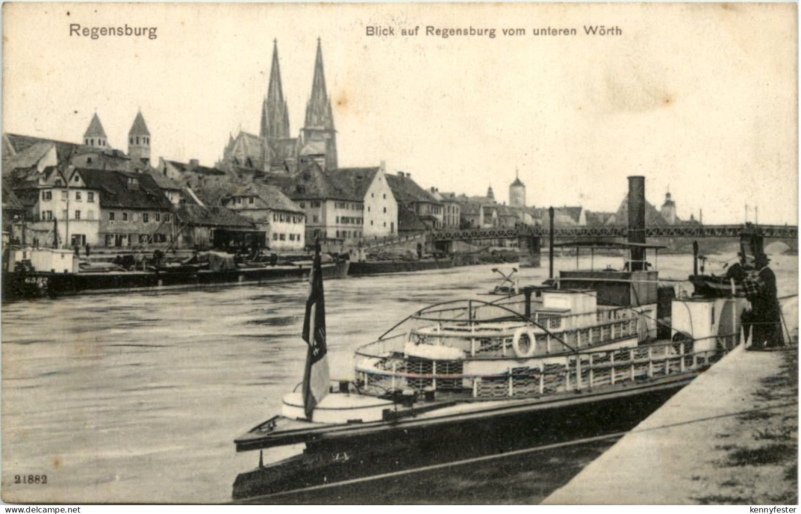 Regensburg, Blick auf Regensburg vom unteren Wörth