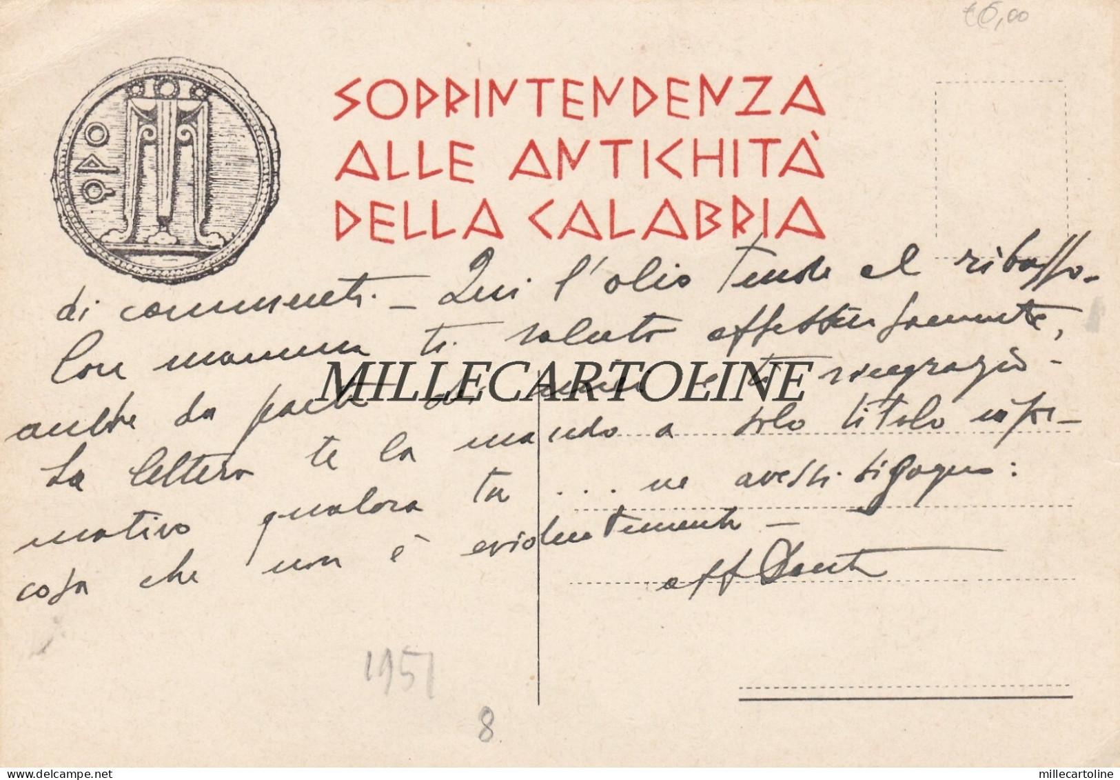 REGGIO CALABRIA:  testatina - Sopraintendenza alle Antichita' della Calabria