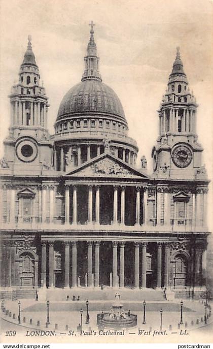 England - LONDON St. Paul's Cathedral West Front- Publisher Levy LL. 259