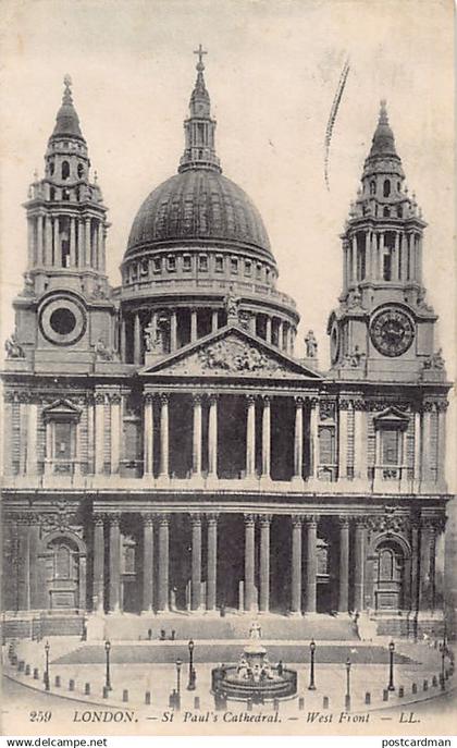 England - LONDON St. Paul's Cathedral West Front - Publisher Levy LL. 259