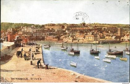 St Ives Penwith Harbour Kuenstlerkarte
