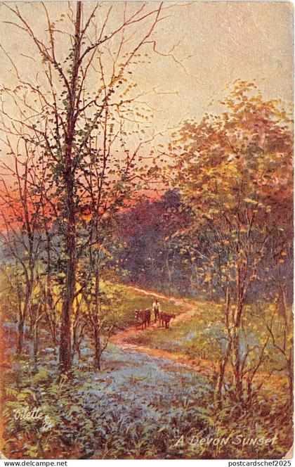 BR58344 a devon sunset gillette  painting postcard  uk