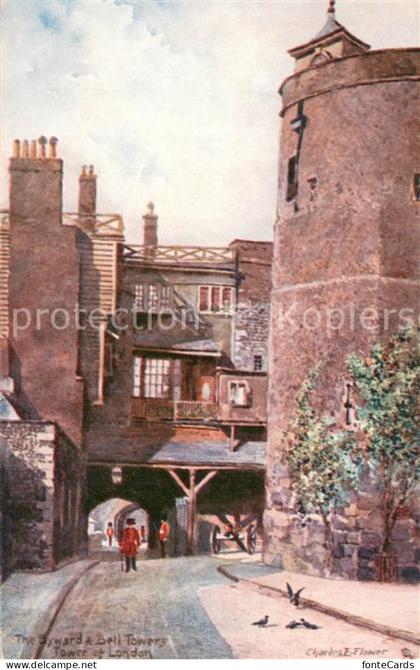 London Byward Tower and Bell Tower Tower of Londen Oilette Series 6476 Charles F