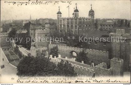 London Tower of London from Top of Tower Bridge
