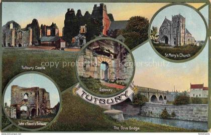 Tutbury Staffordshire UK Castle Gateway St. Marys Church Dove Bridge