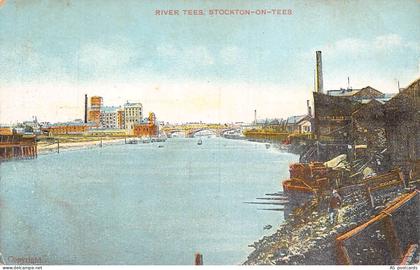 B401 England River Tees Stockton on Tees vintage postcard