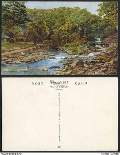 LYNMOUTH WATERSMEET Old Postcard Rivers Rocks & Bridges