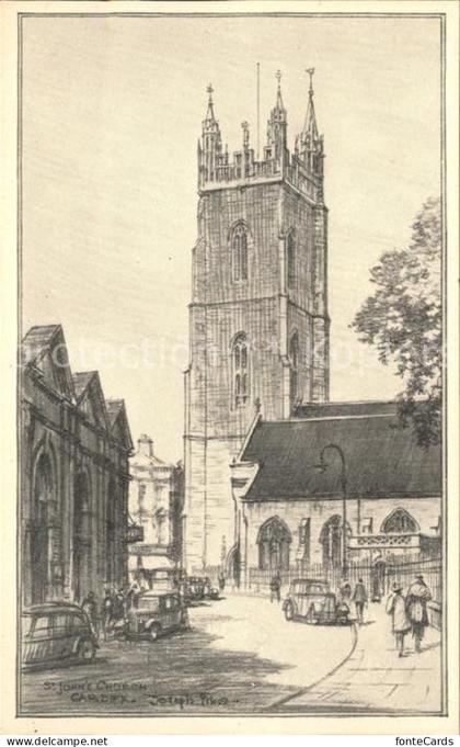 Cardiff Wales St John's Church Kuenstlerkarte