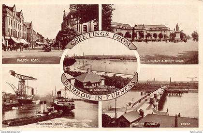 A921 England Greetings from Barrow in Furness Steamboats Library postcard