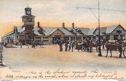 Ireland 1908 Portrush Railway Station Train Station Clock postcard B931