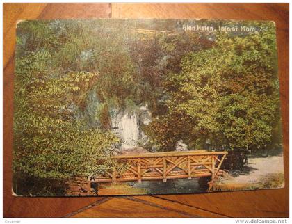 DOUGLAS 1906 to Llandudno Wales Glen Helen bridge fall post card Isle of Man GB UK